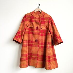 Dan Millstein Vintage 50s 60s Mod Plaid Swing Coat Womens S
